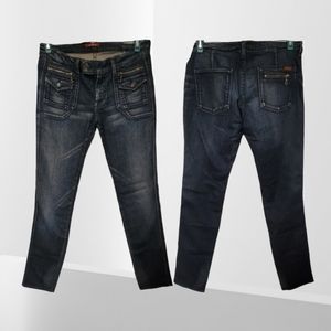 7 For All Mankind Low Rise 6 Pocket Straight Leg Jeans Size 28x34‎